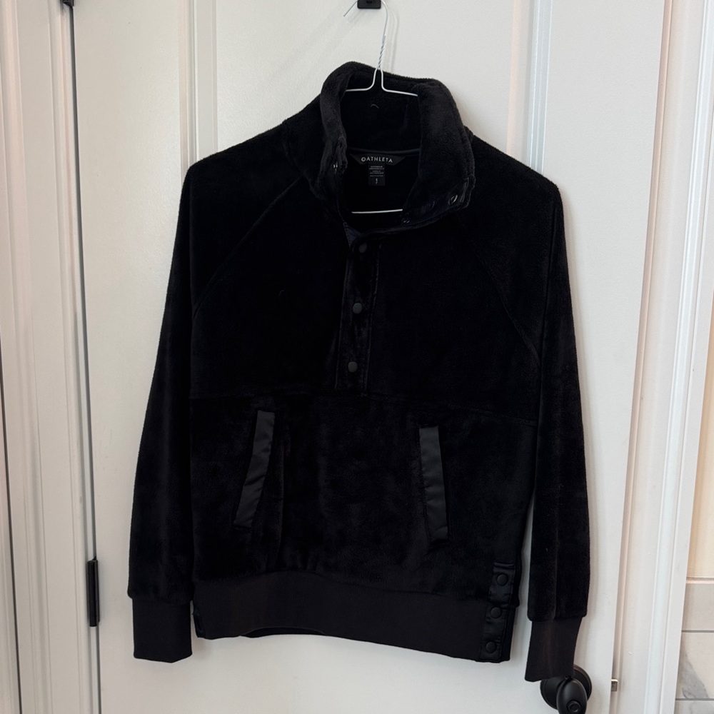 Athleta Black Quarter Zip fuzzy Jacket Worn Once